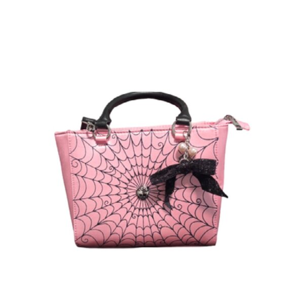 monster high Handbags - MONSTER HIGH Pink Draculaura themed bag with BLACK BOW BAG CHARM Cute Goth
